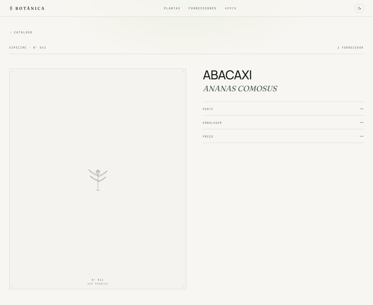 Species detail: common and scientific name, attributes and linked suppliers.
