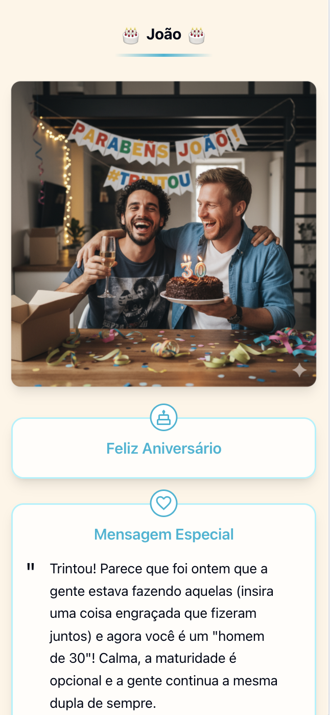 ForeverCount used as a birthday gift page